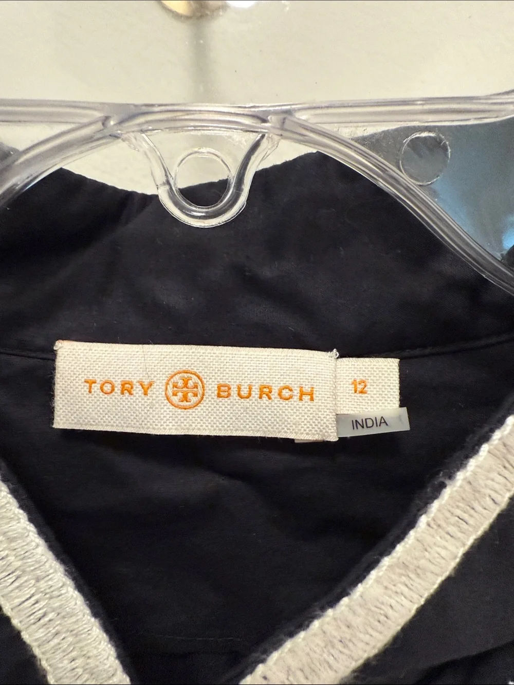 Tory Burch Navy Tunic with White Embroidered V-Front
